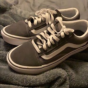 Dark grey and white vans sneakers